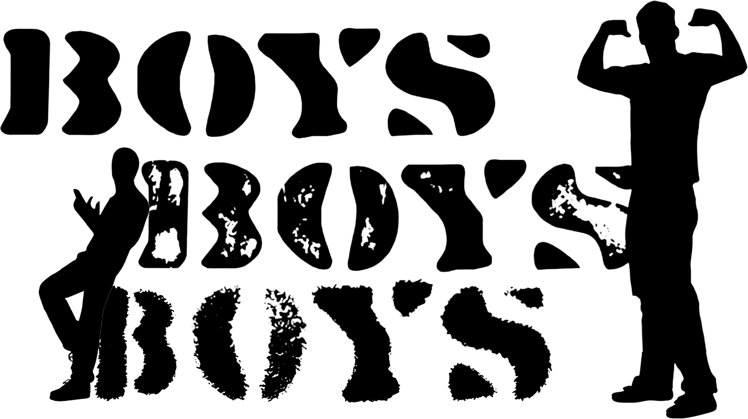Lettering BOYS construído com formas de corpos